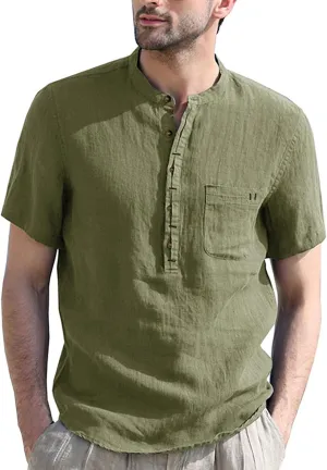 100 Percent Cotton Linen Shirts for Men Long Sleeve Long Sleeve Button Down Shirt Men Lightweight Relaxed Fit