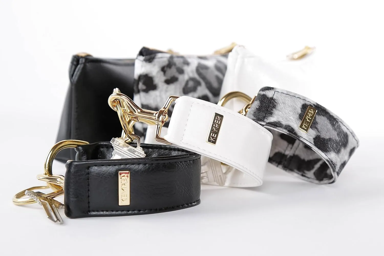 2-Piece Luxe Wristlet Set (IT Bag and a Key Ring Bracelet) Vegan Leather Classic Clutch Luxury Purse for Women