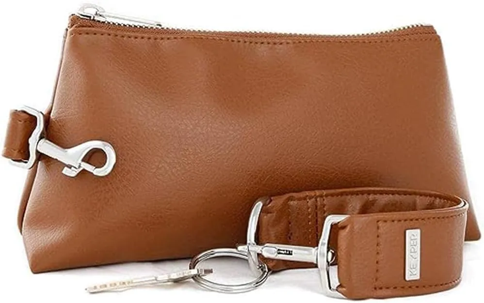 2-Piece Luxe Wristlet Set (IT Bag and a Key Ring Bracelet) Vegan Leather Classic Clutch Luxury Purse for Women