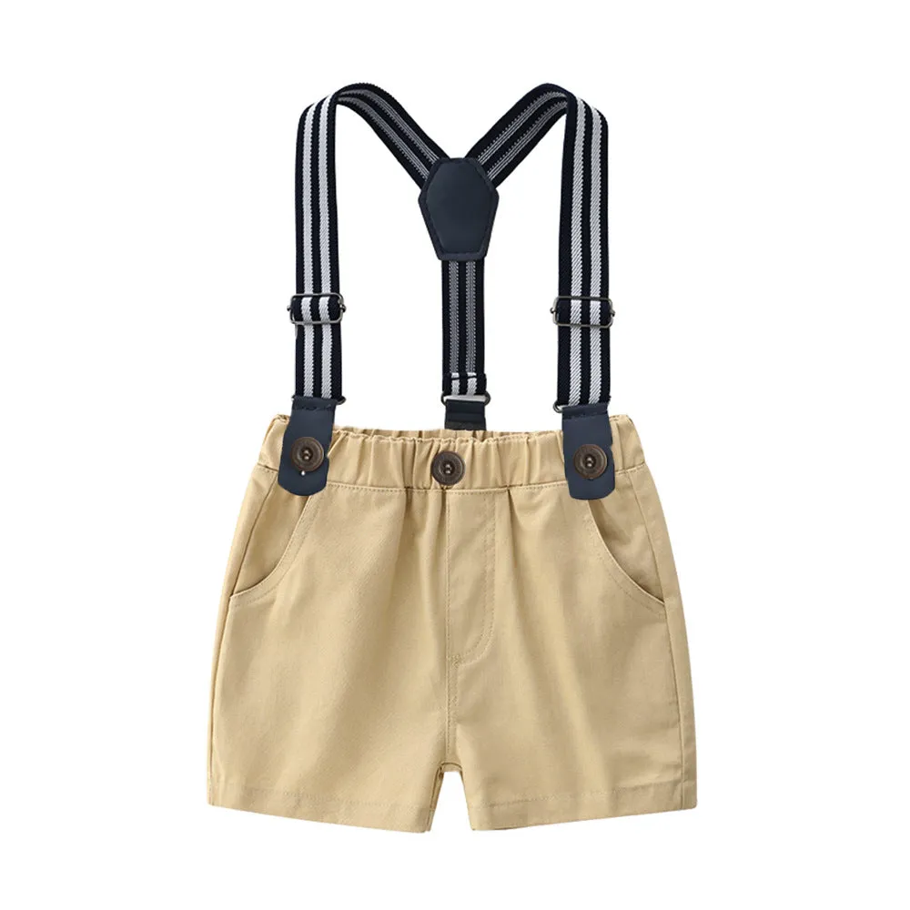 2 Pieces Set Baby Kid Boys Birthday Party Bow Shirts And Color-blocking Rompers Wholesale 23041107