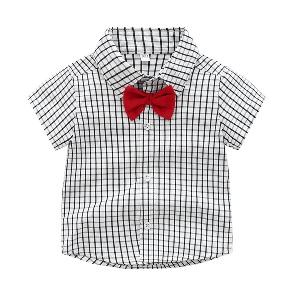 2 Pieces Set Baby Kid Boys Birthday Party Bow Shirts And Color-blocking Rompers Wholesale 23041107