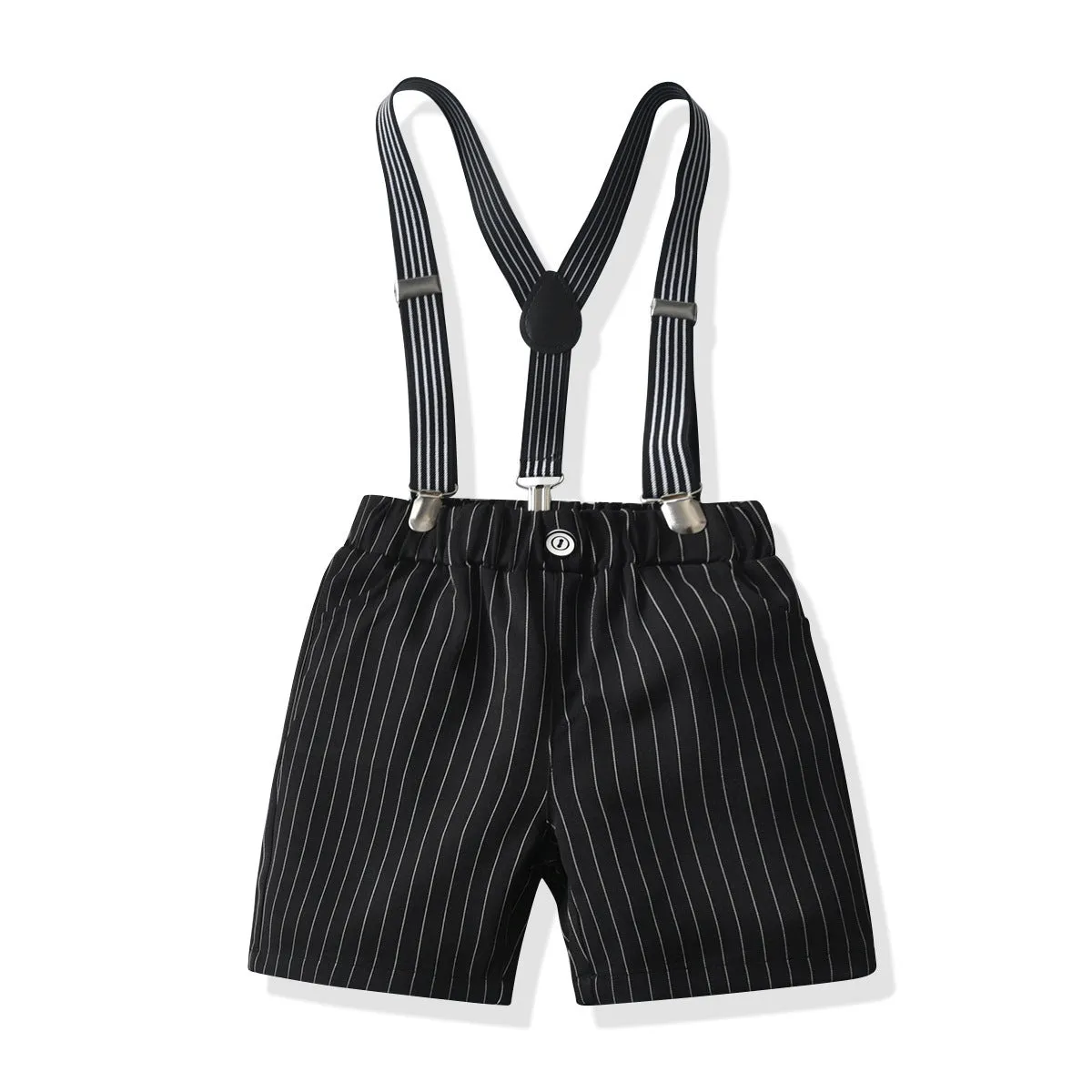 2 Pieces Set Baby Kid Boys Birthday Party Bow Shirts And Striped Rompers Wholesale 220531607