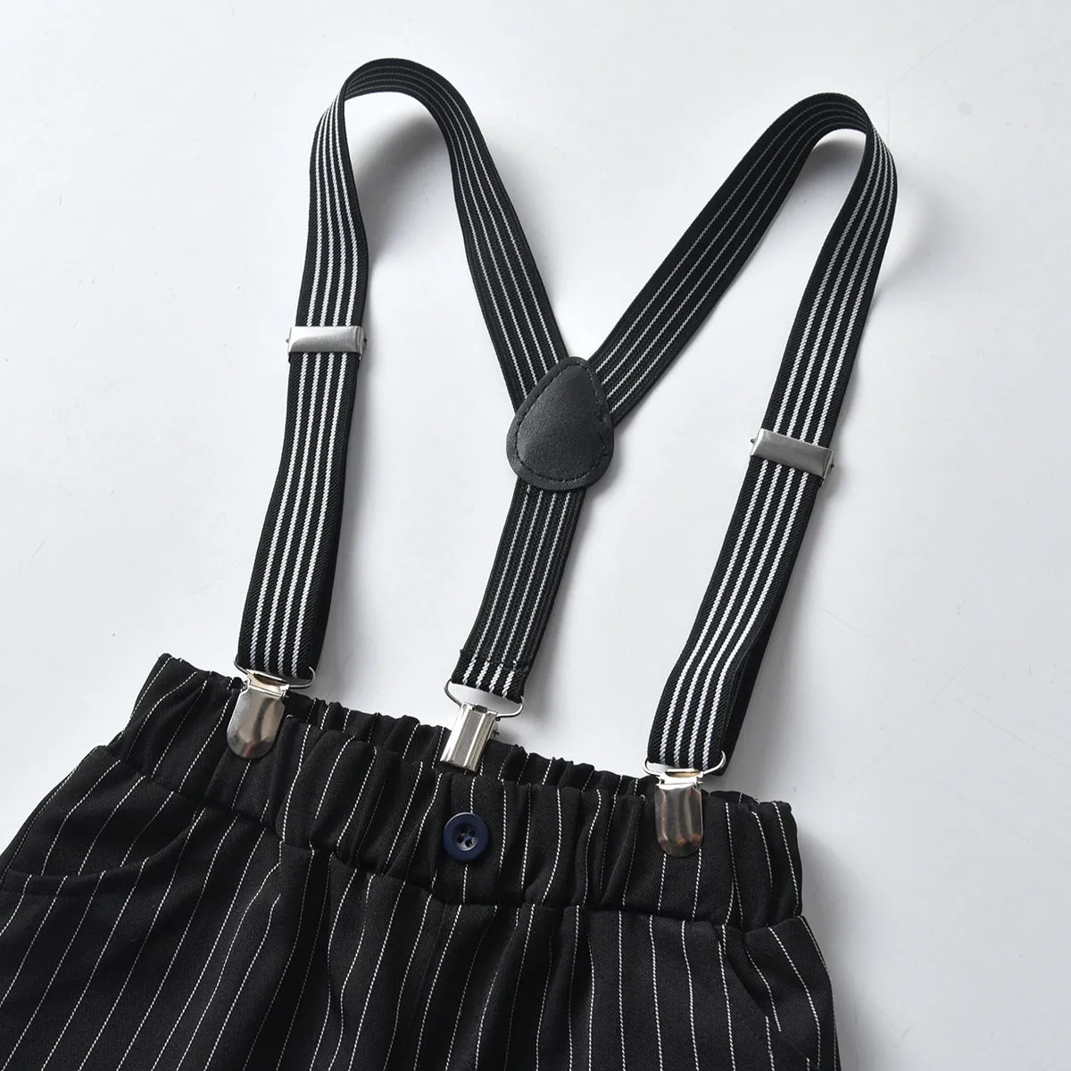 2 Pieces Set Baby Kid Boys Birthday Party Bow Shirts And Striped Rompers Wholesale 220531607