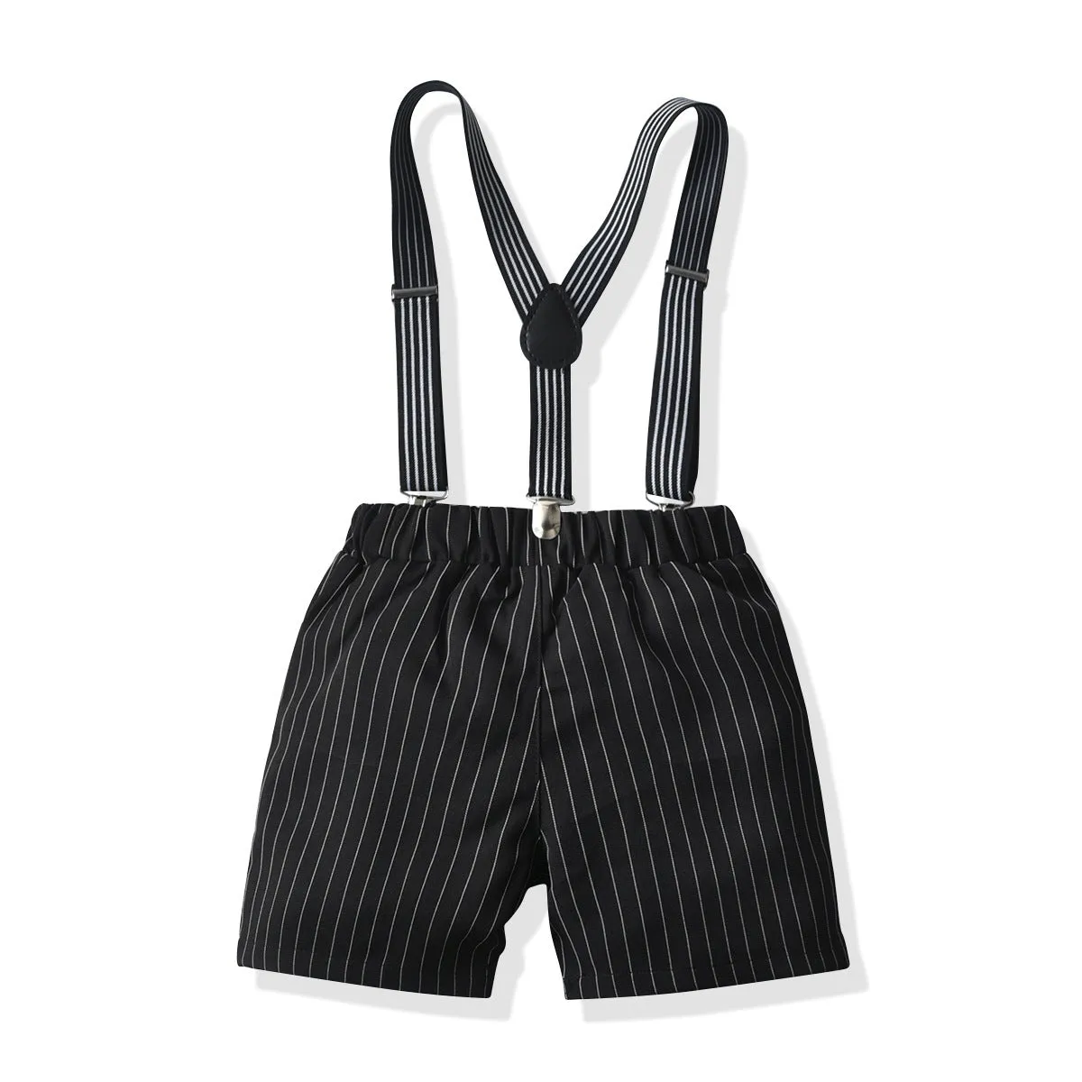 2 Pieces Set Baby Kid Boys Birthday Party Bow Shirts And Striped Rompers Wholesale 220531607