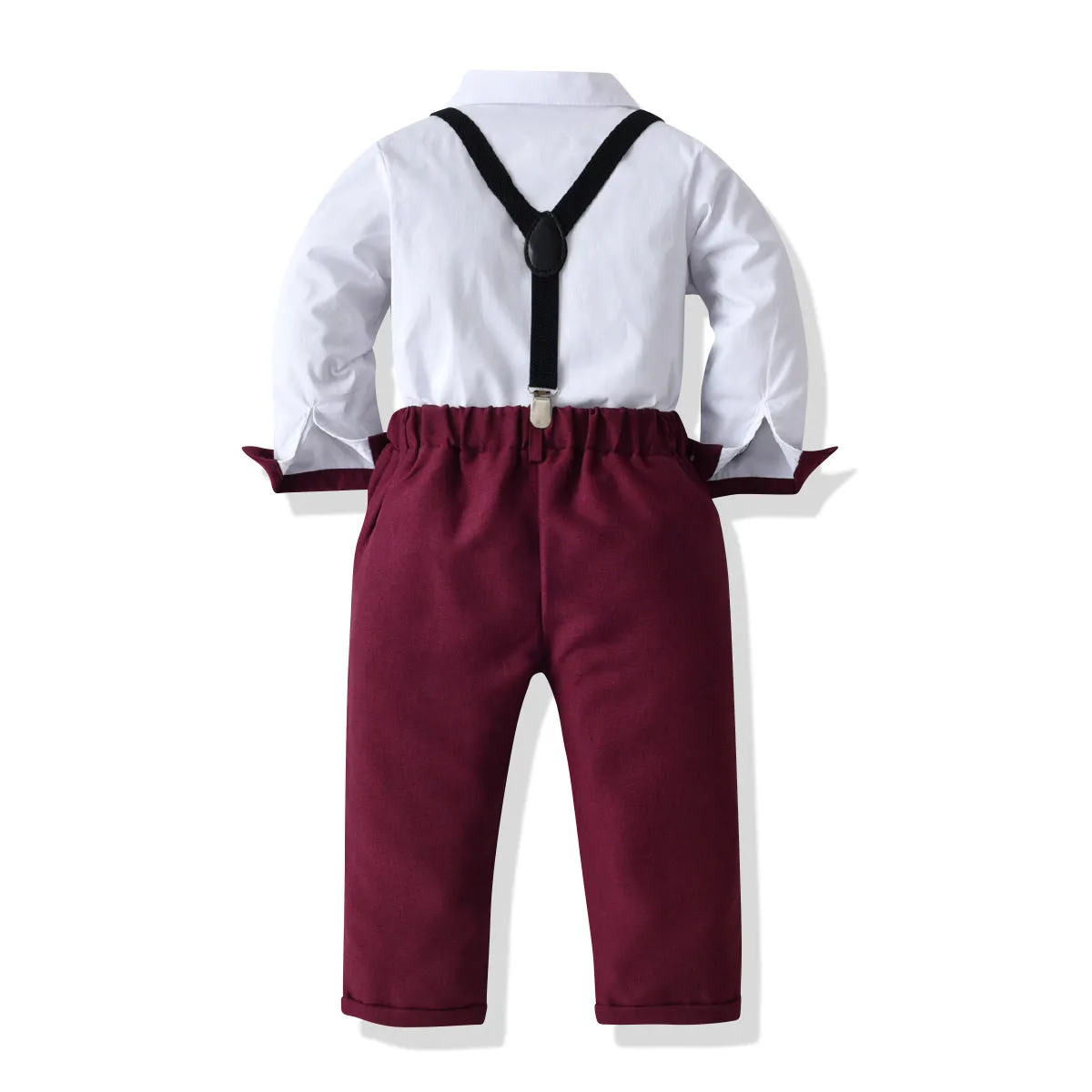 2 Pieces Set Baby Kid Boys Birthday Party Bow Tops And Solid Color Jumpsuits Wholesale 220719250