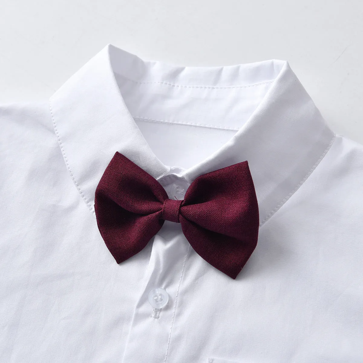 2 Pieces Set Baby Kid Boys Birthday Party Bow Tops And Solid Color Jumpsuits Wholesale 220719250