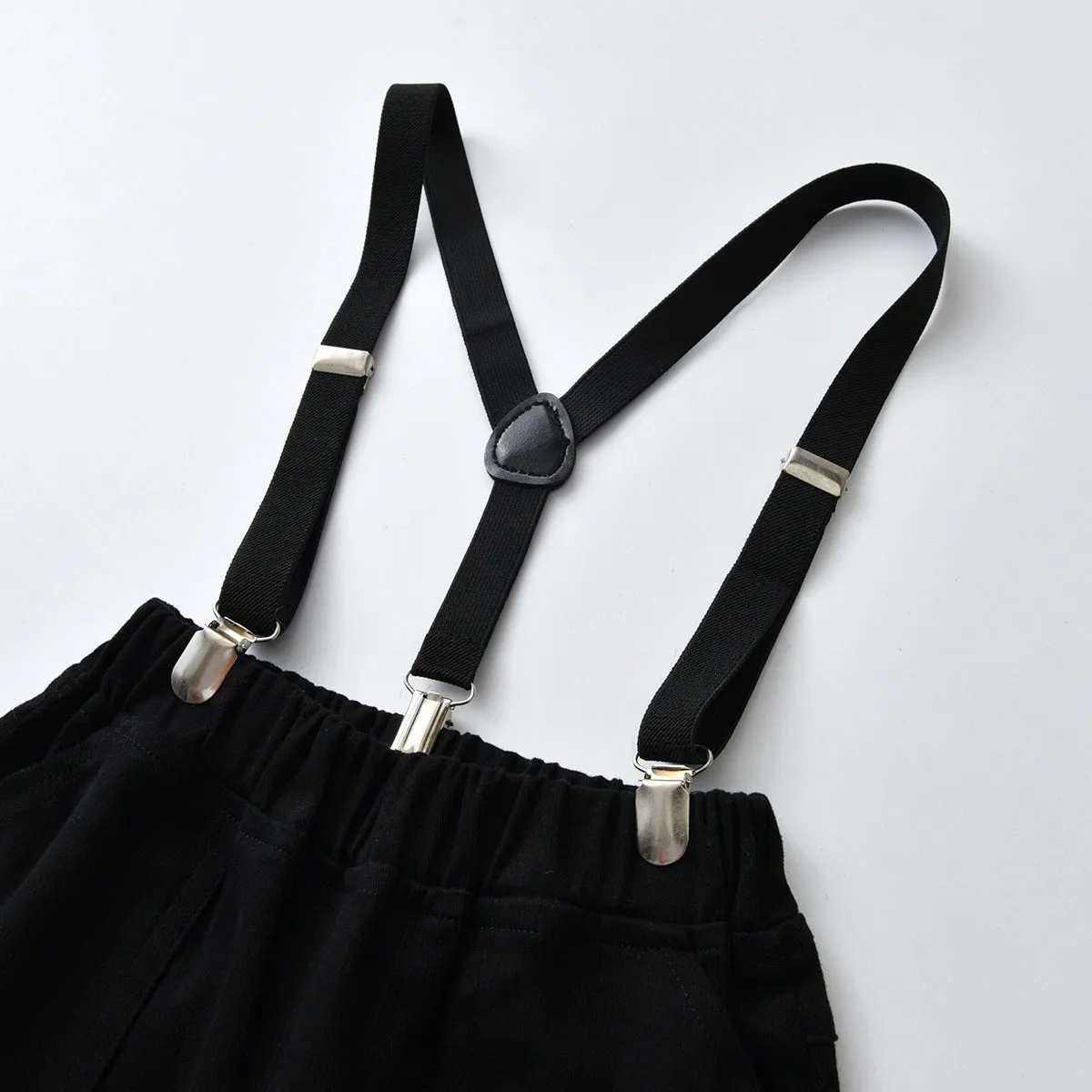 2 Pieces Set Baby Kid Boys Birthday Party Checked Bow Shirts And Solid Color Jumpsuits Wholesale 21110978