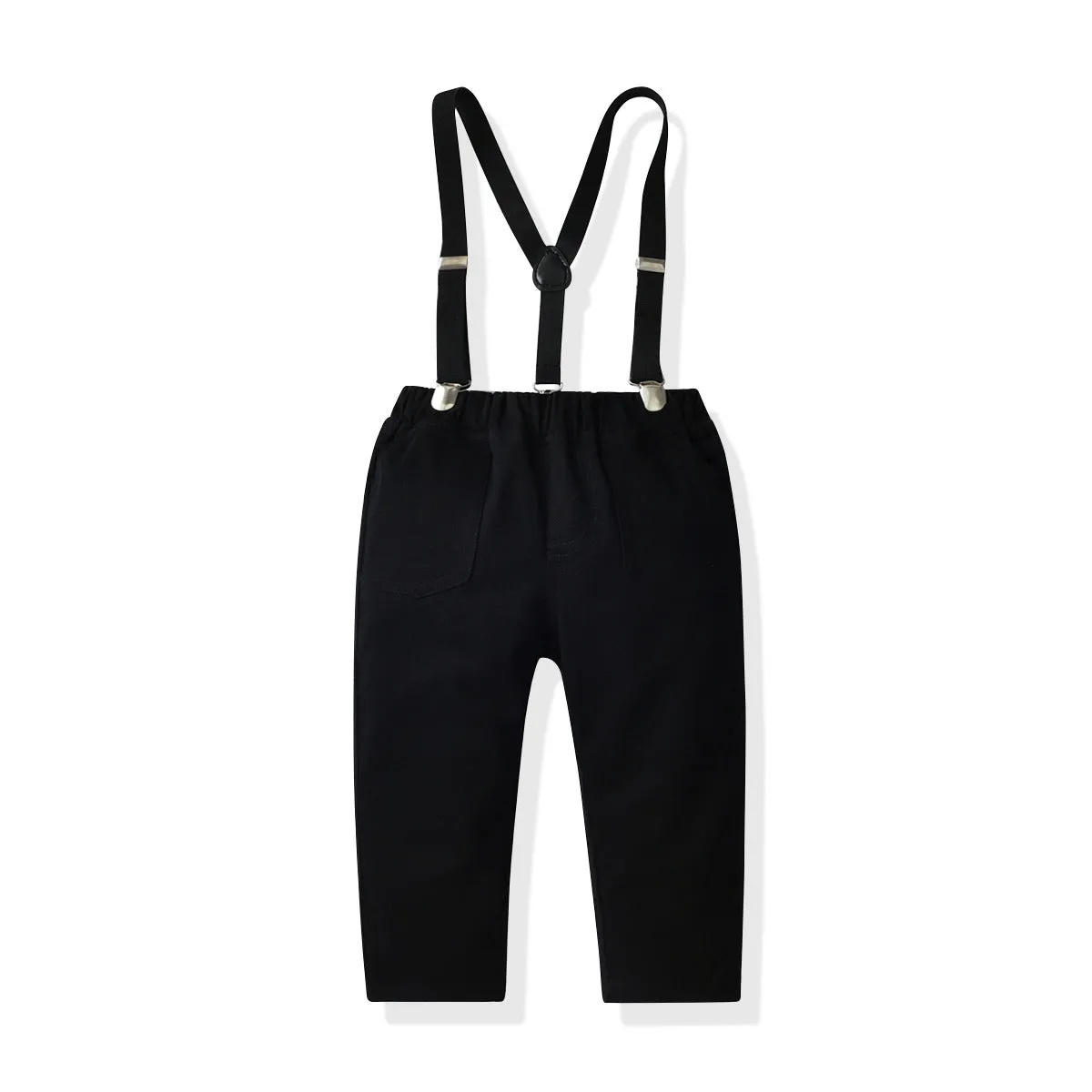 2 Pieces Set Baby Kid Boys Birthday Party Checked Bow Shirts And Solid Color Jumpsuits Wholesale 21110978