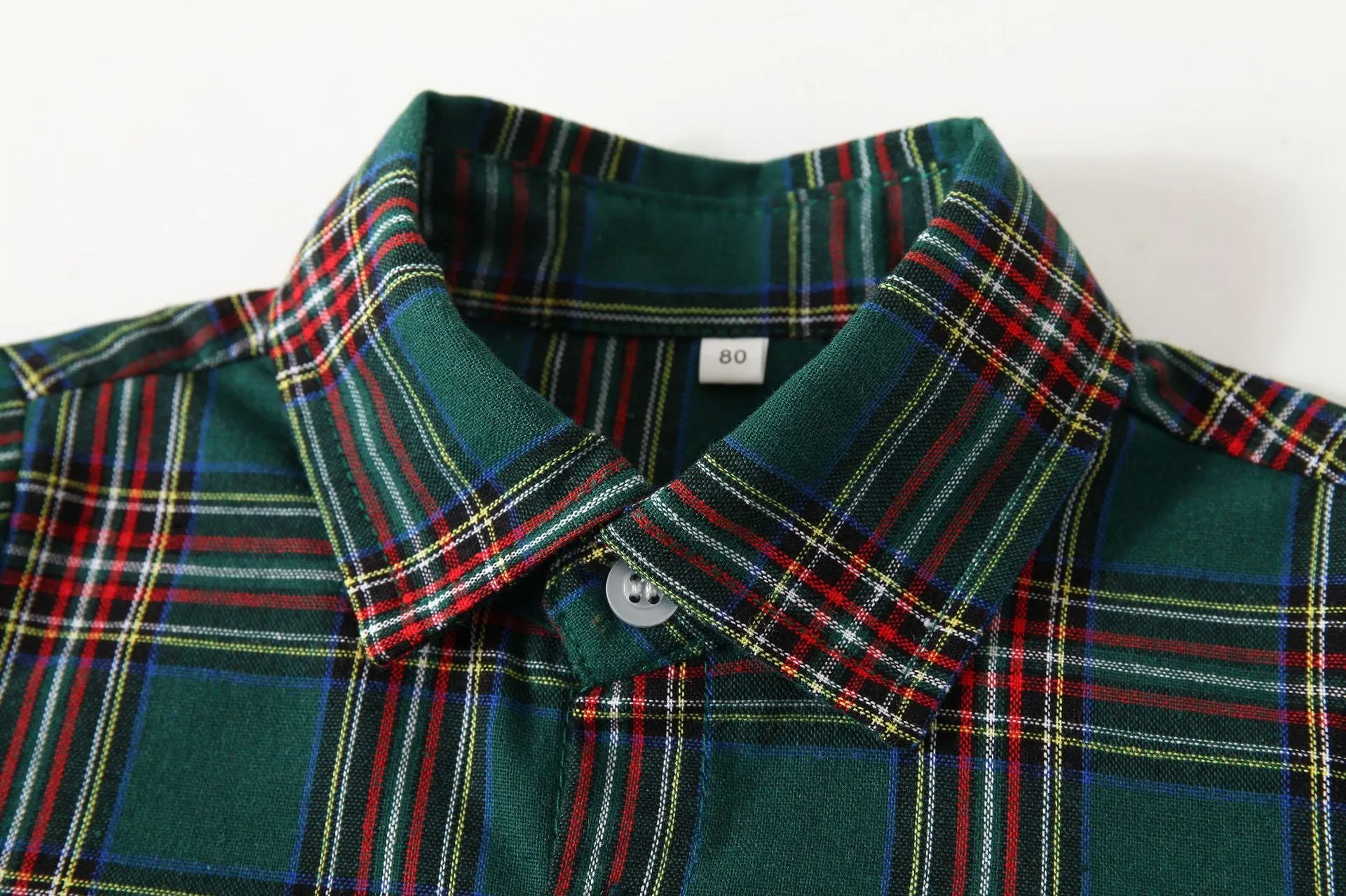 2 Pieces Set Baby Kid Boys Birthday Party Checked Bow Shirts And Solid Color Jumpsuits Wholesale 220425230