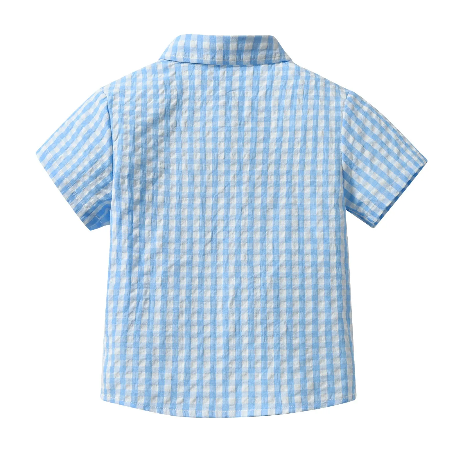 2 Pieces Set Baby Kid Boys Birthday Party Checked Shirts And Solid Color Rompers Wholesale 230224142