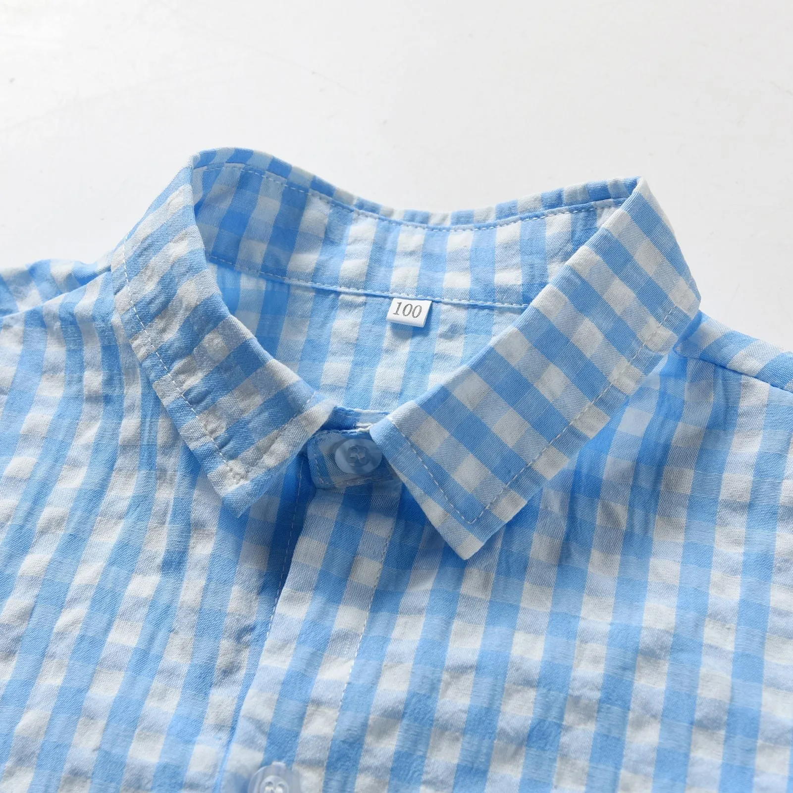 2 Pieces Set Baby Kid Boys Birthday Party Checked Shirts And Solid Color Rompers Wholesale 230224142