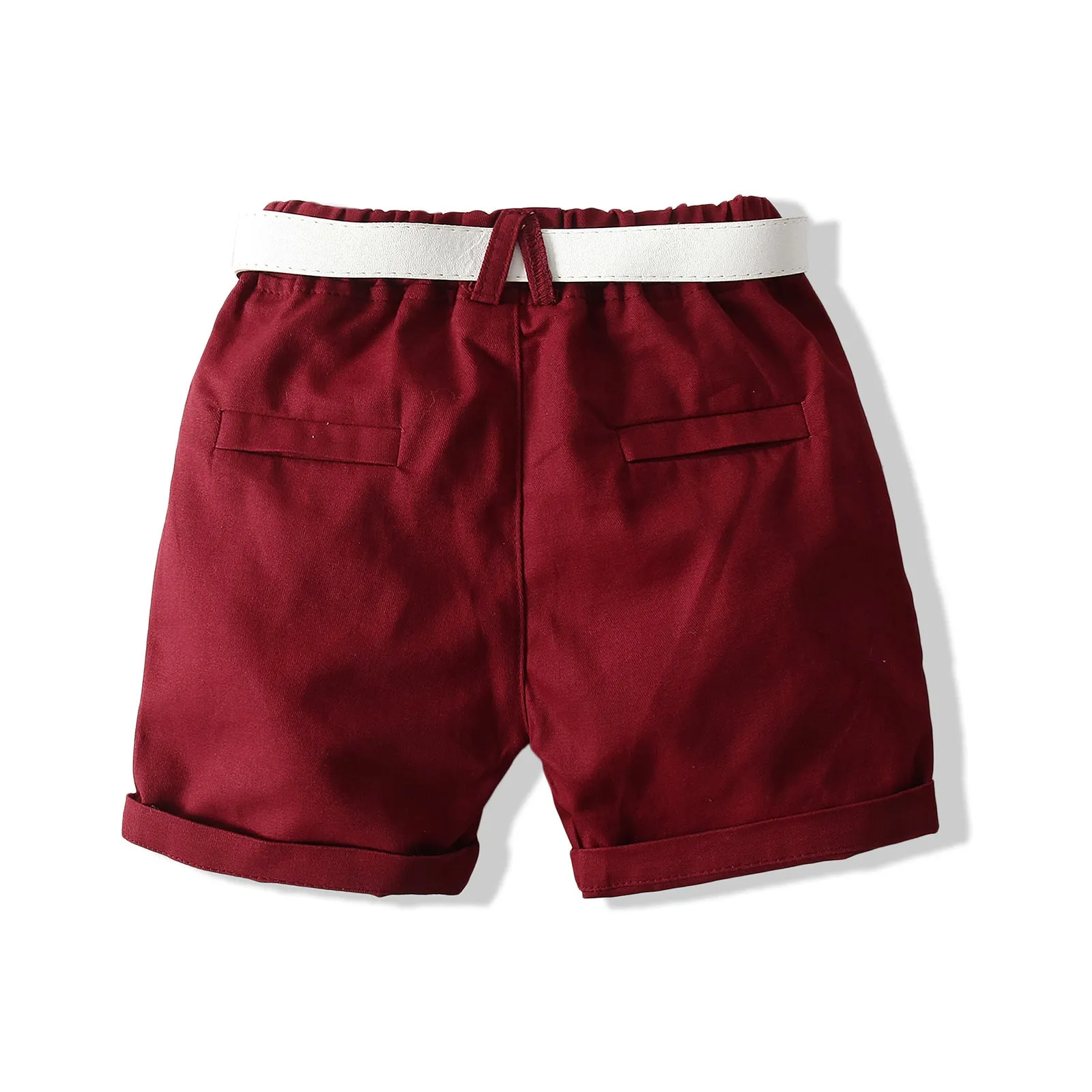2 Pieces Set Baby Kid Boys Birthday Party Flower Bow Print Shirts And Solid Color Shorts Wholesale 23030870