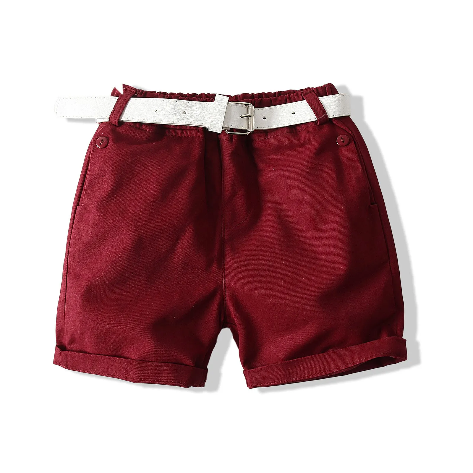 2 Pieces Set Baby Kid Boys Birthday Party Flower Bow Print Shirts And Solid Color Shorts Wholesale 23030870