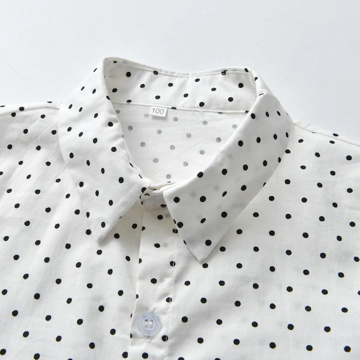 2 Pieces Set Baby Kid Boys Birthday Party Polka dots Bow Shirts And Solid Color Jumpsuits Wholesale 221214188