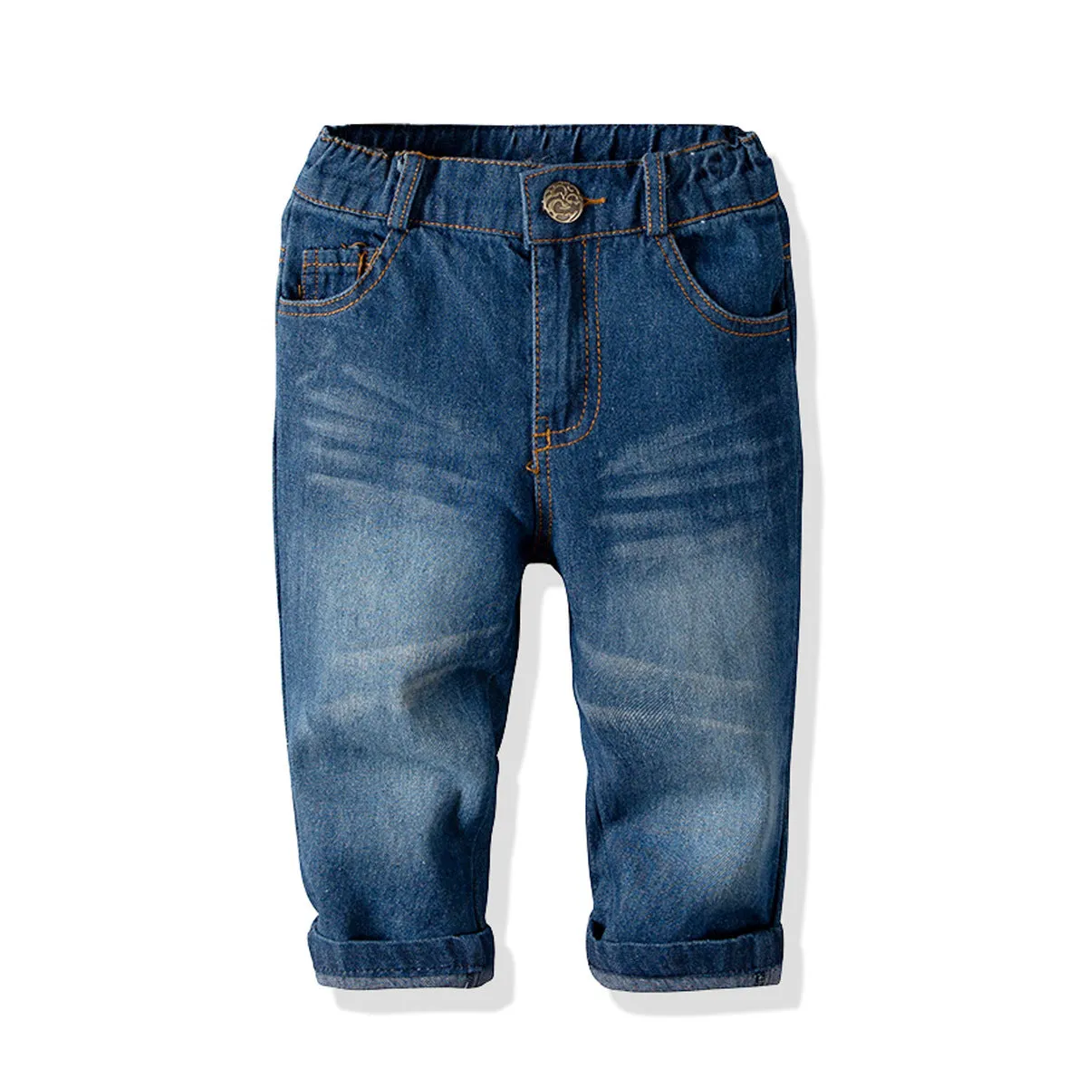 2 Pieces Set Baby Kid Boys Dressy Birthday Party Checked Bow Shirts And Solid Color Jeans Wholesale 211109681
