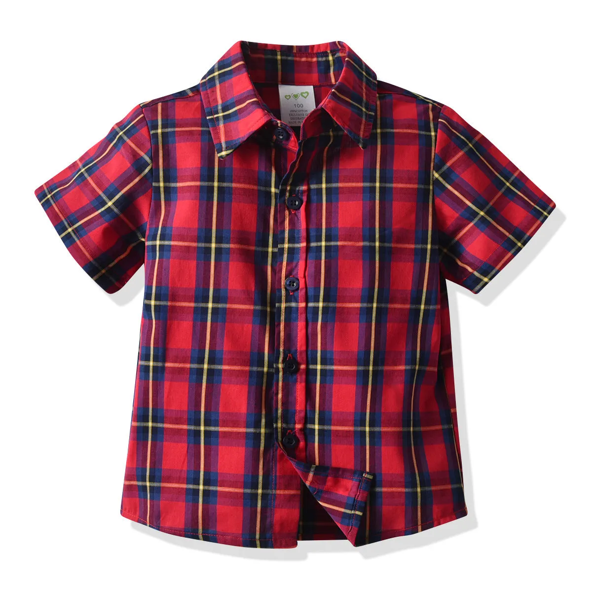 2 Pieces Set Baby Kid Boys Dressy Birthday Party Checked Bow Shirts And Solid Color Shorts Wholesale 211109650