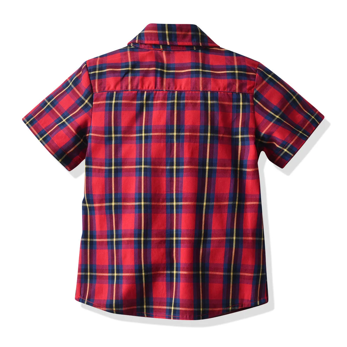 2 Pieces Set Baby Kid Boys Dressy Birthday Party Checked Bow Shirts And Solid Color Shorts Wholesale 211109650