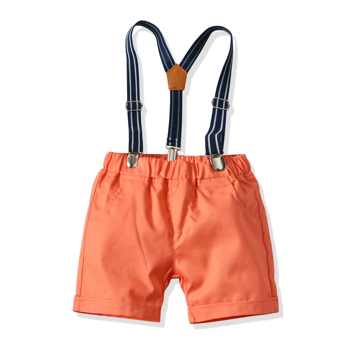 2 Pieces Set Baby Kid Boys Dressy Birthday Party Checked Bow Shirts And Solid Color Shorts Wholesale 211109650