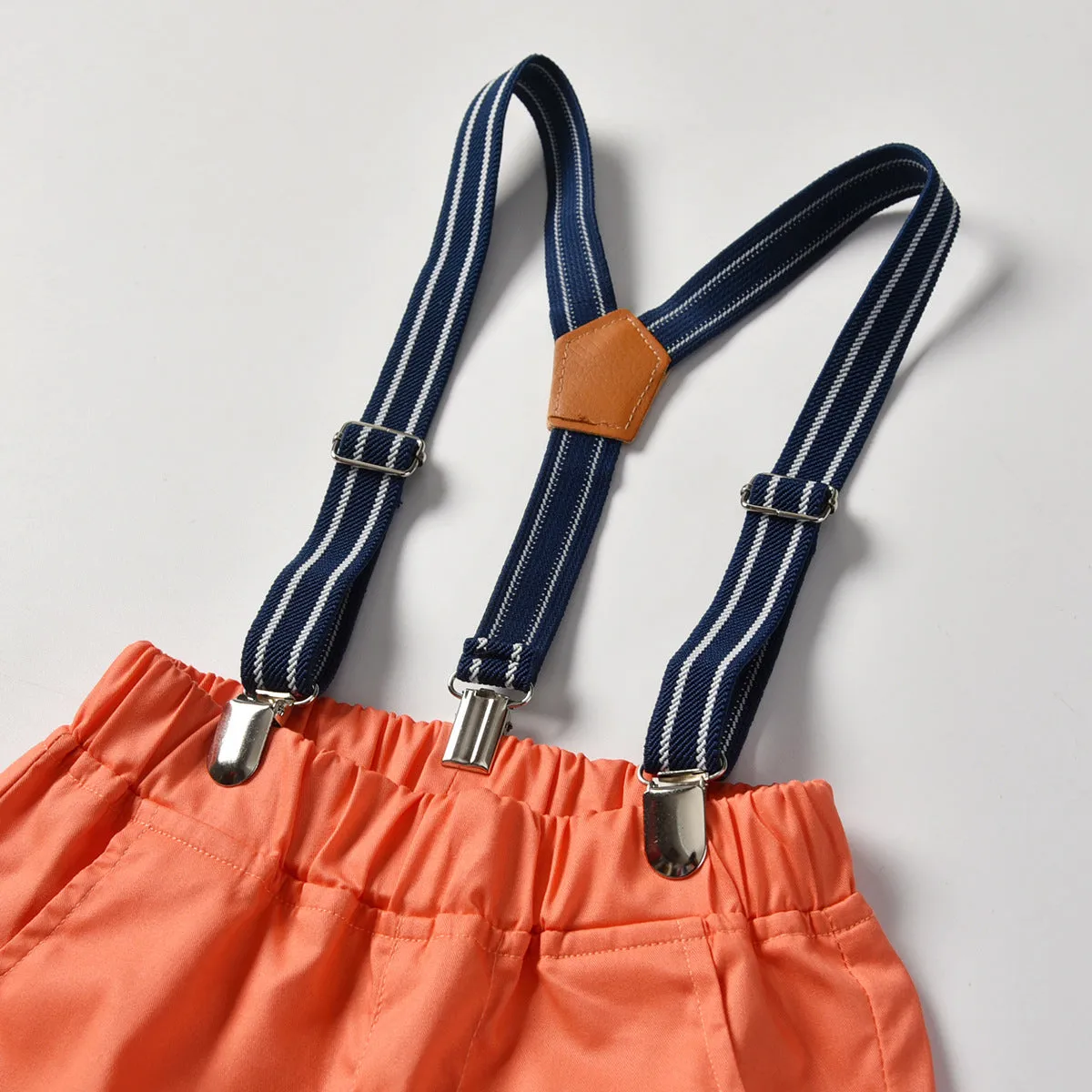 2 Pieces Set Baby Kid Boys Dressy Birthday Party Checked Bow Shirts And Solid Color Shorts Wholesale 211109650