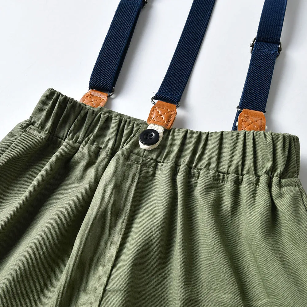2 Pieces Set Baby Kid Boys Dressy Striped Shirts Suits And Solid Color Shorts Wholesale 22052670