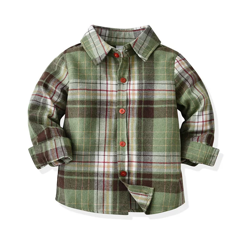 2 Pieces Set Baby Kid Boys Striped Checked Bow Shirts And Solid Color Jumpsuits Wholesale 211109282