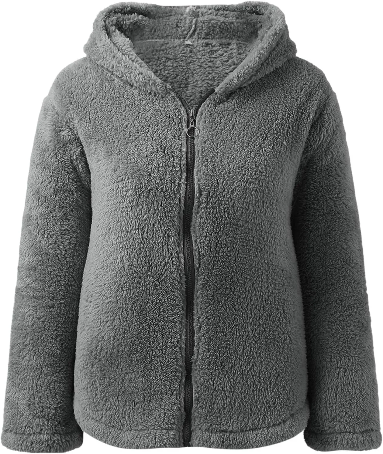 2023 Women's Winter Coats Fleece Zip Up Jacket Long Sleeve Soft Shaggy Warm Outerwear Plus Size Winter Clothes Overcoat