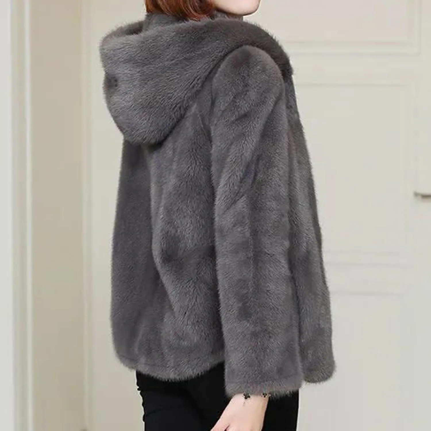 2023 Women's Winter Coats Fleece Zip Up Jacket Long Sleeve Soft Shaggy Warm Outerwear Plus Size Winter Clothes Overcoat