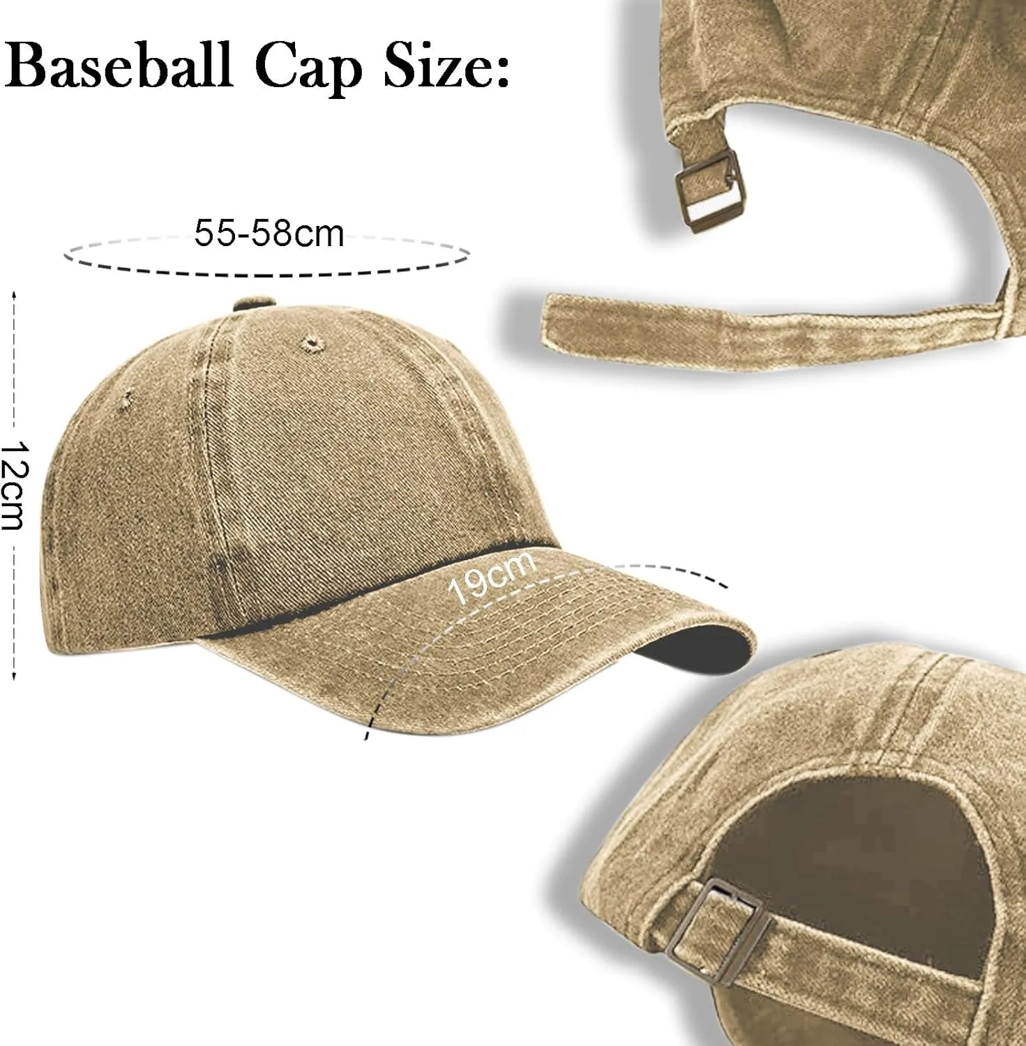 3 Pack Men Womens Baseball Cap Plain Retro Adjustable Baseball Cap Washed Cotton Dad Hats