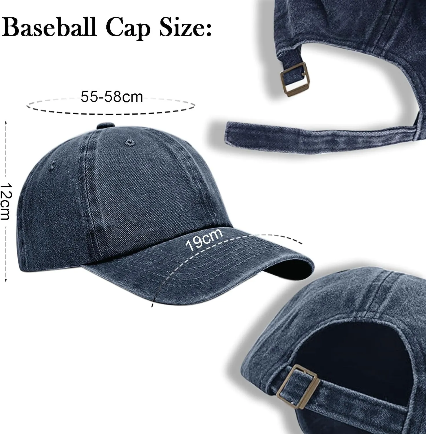3 Pack Men Womens Baseball Cap Plain Retro Adjustable Baseball Cap Washed Cotton Dad Hats