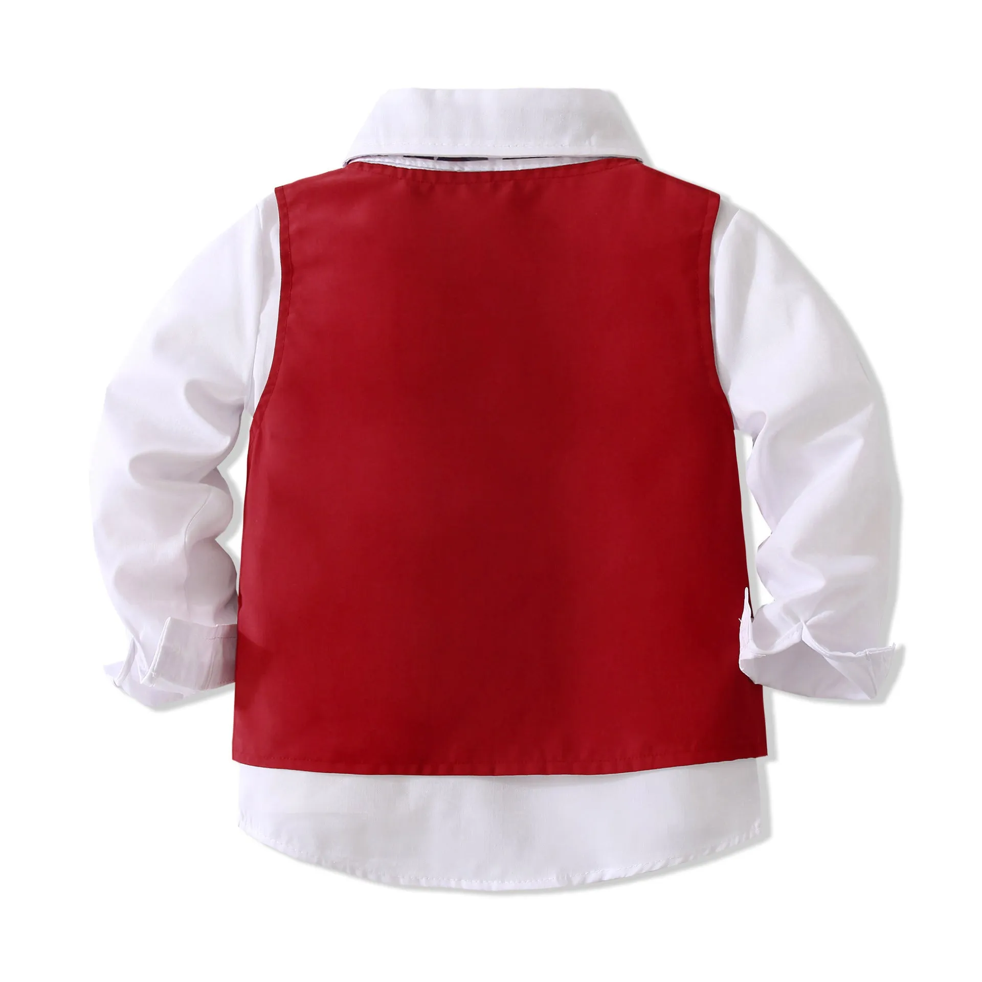 3 Pieces Set Baby Kid Boys Birthday Party Bow Shirts Solid Color Vests Waistcoats And Pants Wholesale 221214511