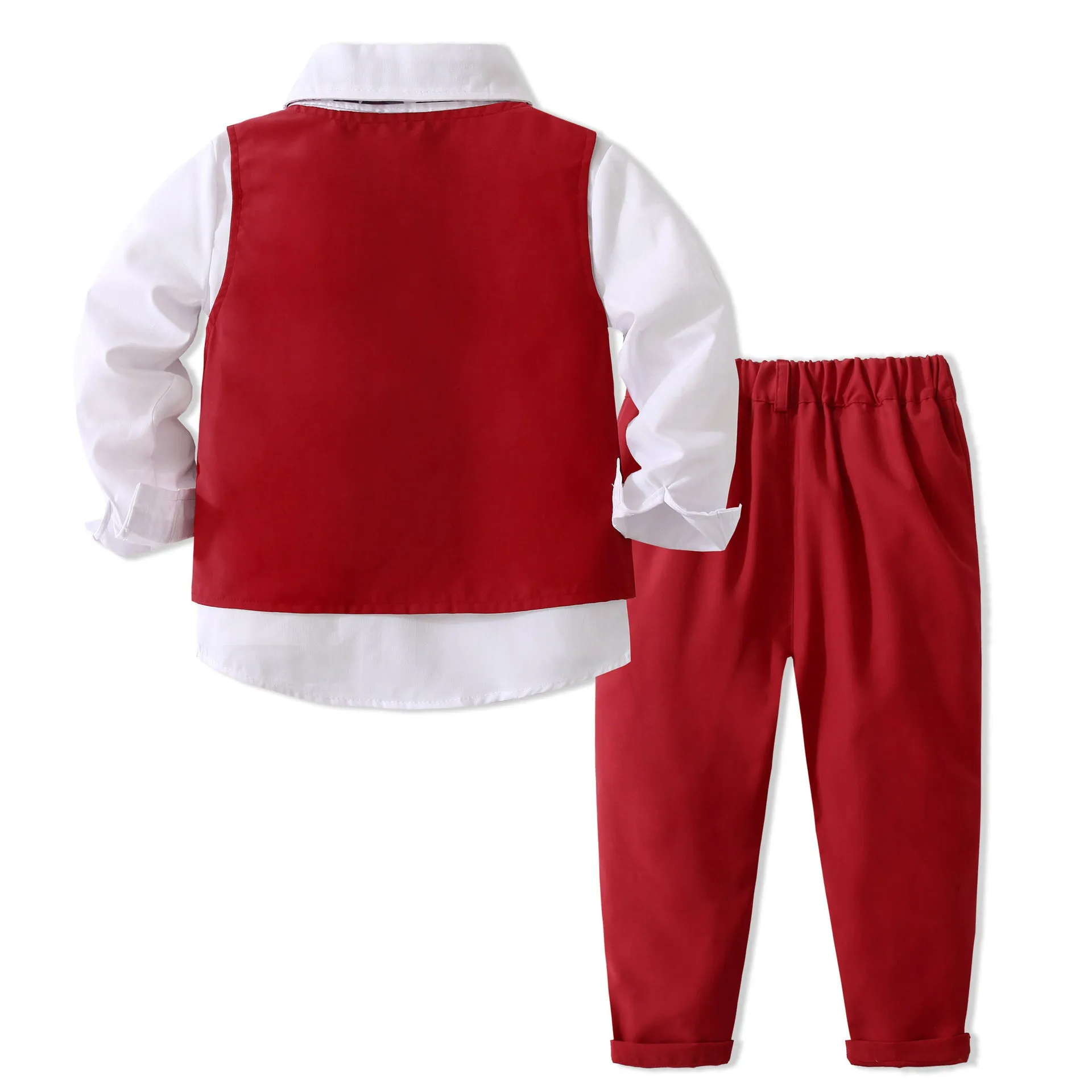 3 Pieces Set Baby Kid Boys Birthday Party Bow Shirts Solid Color Vests Waistcoats And Pants Wholesale 221214511