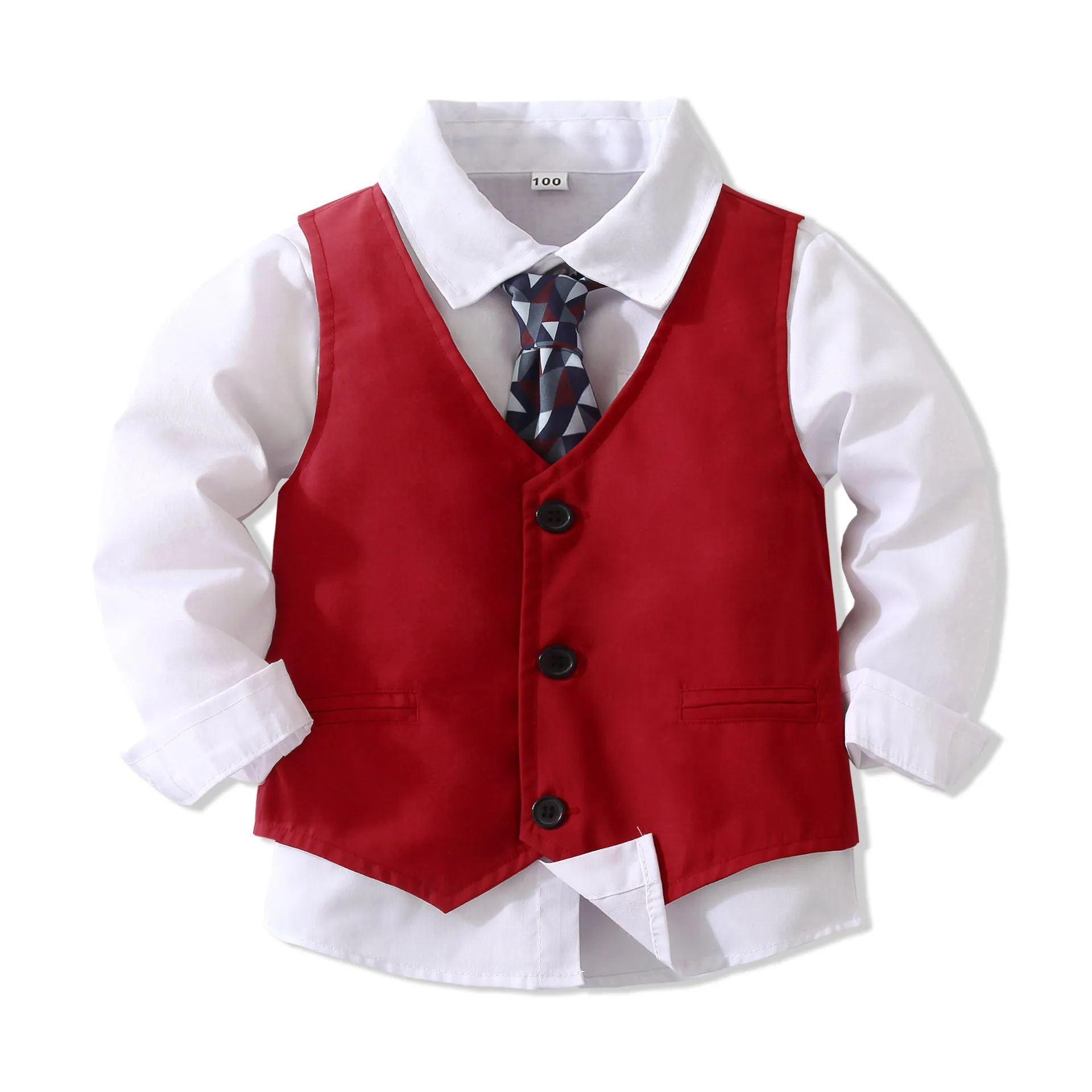 3 Pieces Set Baby Kid Boys Birthday Party Bow Shirts Solid Color Vests Waistcoats And Pants Wholesale 221214511