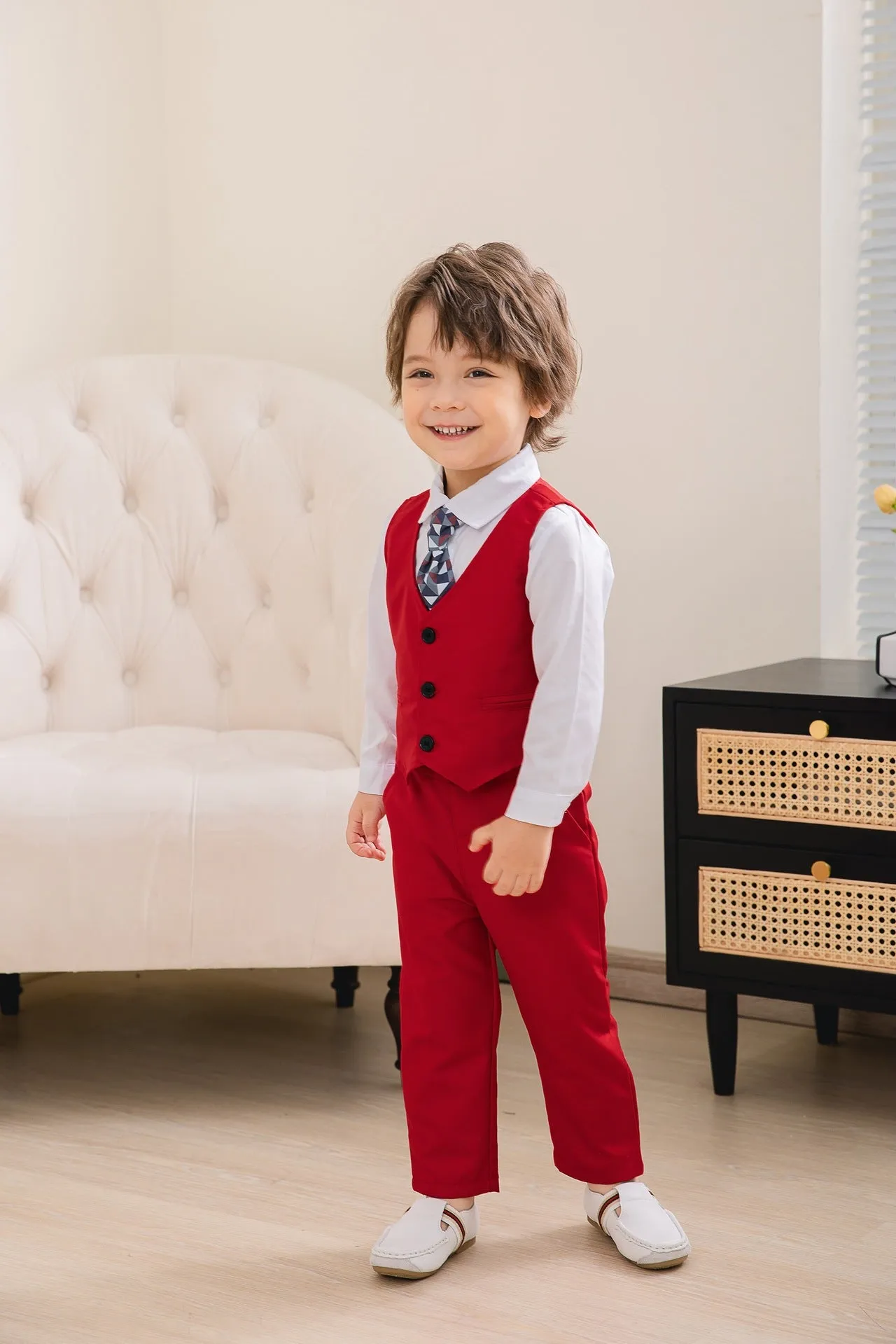 3 Pieces Set Baby Kid Boys Birthday Party Bow Shirts Solid Color Vests Waistcoats And Pants Wholesale 221214511