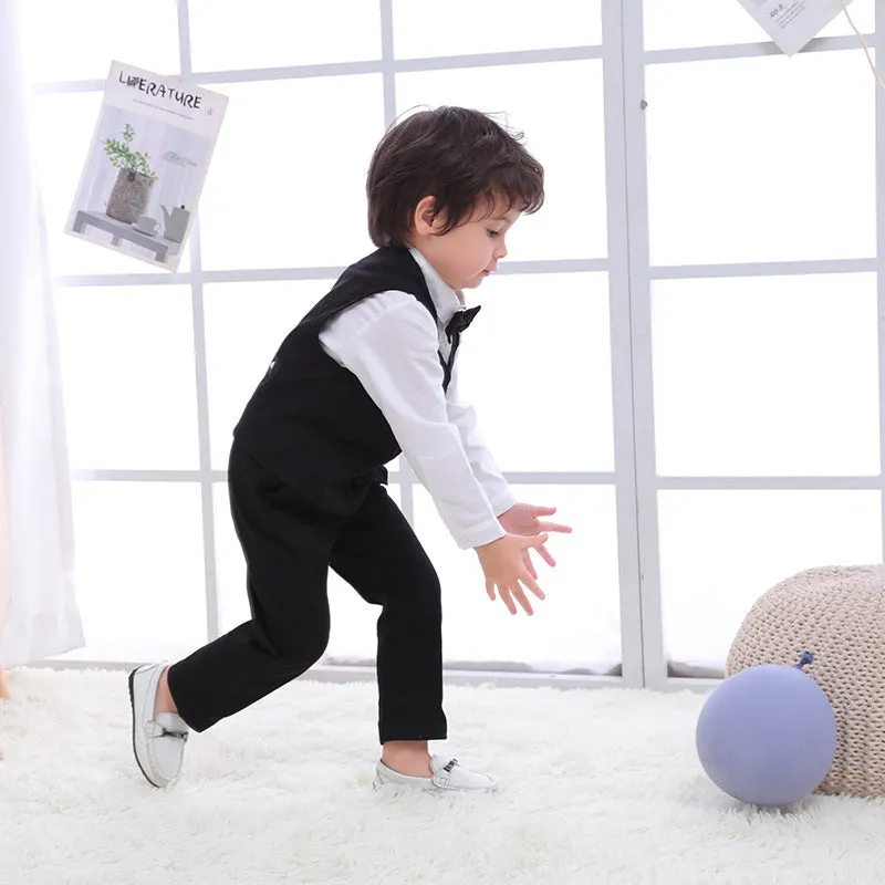 3 Pieces Set Baby Kid Boys Birthday Party Solid Color Bow Shirts Vests Waistcoats And Jumpsuits Wholesale 230114130
