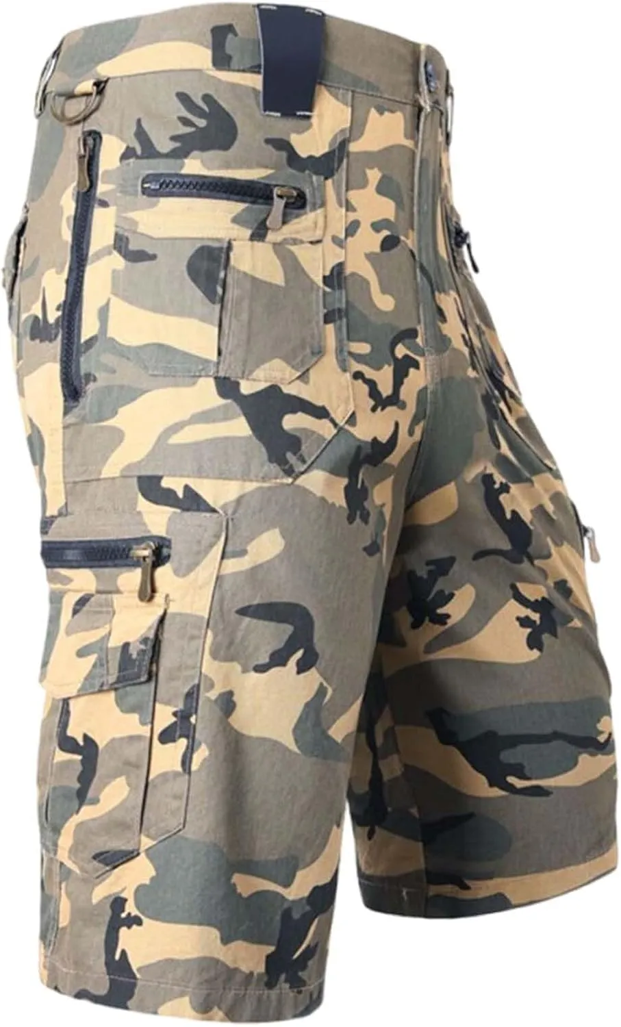 3/4 Outdoor Hiking Long Shorts for Men Zipper Pocket Casual Cargo Capris Pants Below Knee Casual Tactical Work Shorts