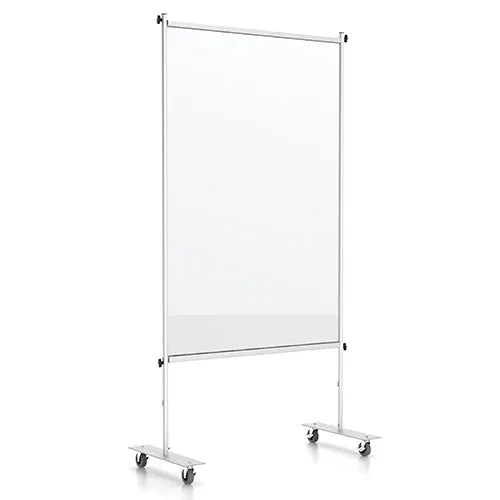 36" x 72" Rolling Partition Sneeze Guard   Locking Wheels | Certified Fire-Retardant Clear Plastic Lens.