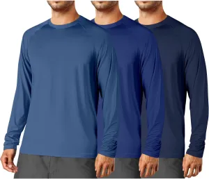 3Pack Rash Guard for Men Long Sleeve UPF 50  Sun UV Shirts Swimming Swim Bike Hiking SPF UV Shirts Rashguard