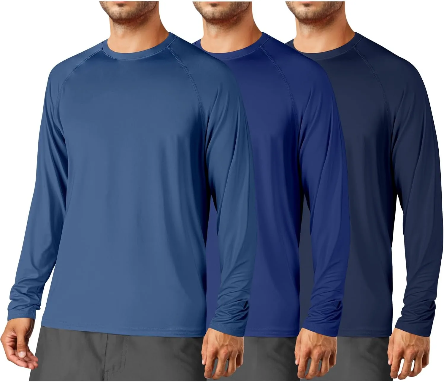 3Pack Rash Guard for Men Long Sleeve UPF 50  Sun UV Shirts Swimming Swim Bike Hiking SPF UV Shirts Rashguard