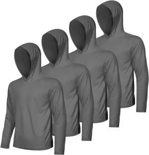 4 Pack Men's UPF 50  Sun Protection Hoodie Shirts Long Sleeve Shirts Quick Dry Lightweight for Running Workout Hiking Fishing