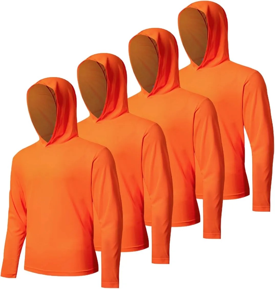 4 Pack Men's UPF 50  Sun Protection Hoodie Shirts Long Sleeve Shirts Quick Dry Lightweight for Running Workout Hiking Fishing