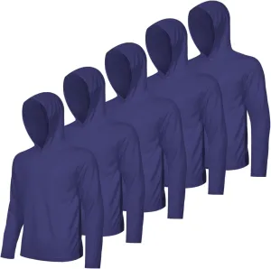 5 Pack Men's UPF 50  Sun Protection Hoodie Shirts Long Sleeve Shirts Quick Dry Lightweight for Running Workout Hiking Fishing