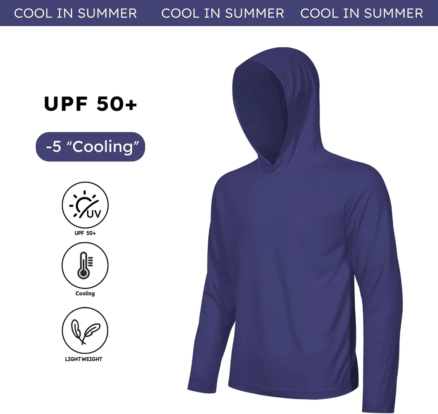 5 Pack Men's UPF 50  Sun Protection Hoodie Shirts Long Sleeve Shirts Quick Dry Lightweight for Running Workout Hiking Fishing