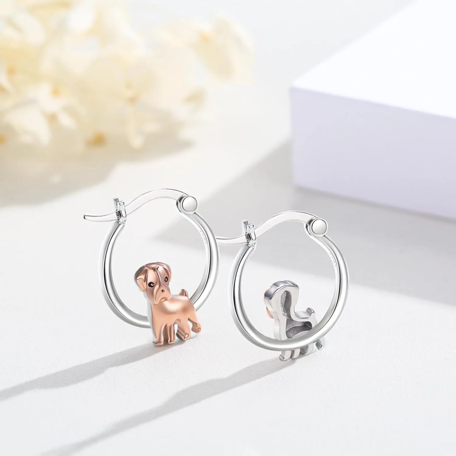 925 Sterling Silver Cute Dog Earrings Hoop Earrings for Girls for Senstive Ears Dog Jewelry Gifts for Daughter