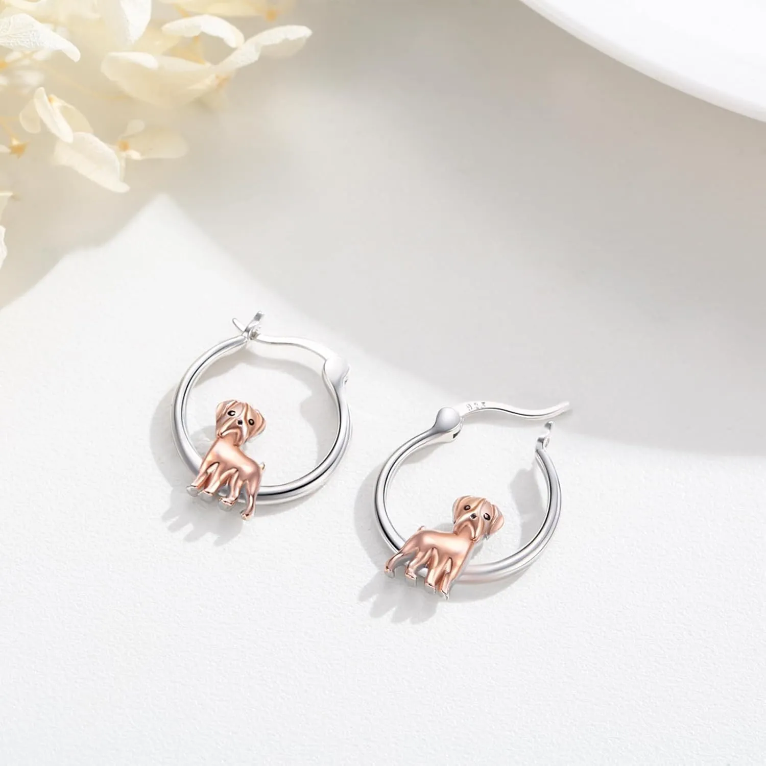 925 Sterling Silver Cute Dog Earrings Hoop Earrings for Girls for Senstive Ears Dog Jewelry Gifts for Daughter