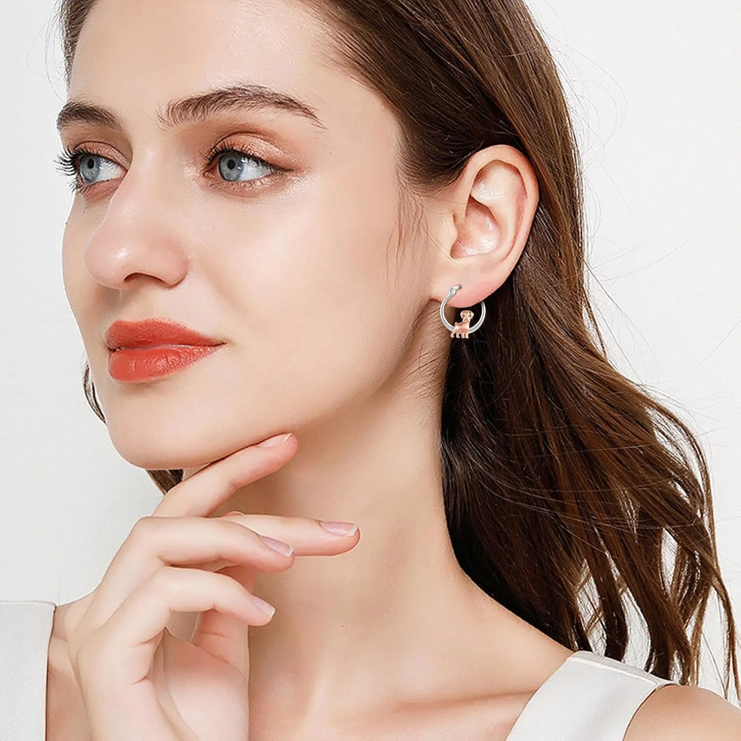 925 Sterling Silver Cute Dog Earrings Hoop Earrings for Girls for Senstive Ears Dog Jewelry Gifts for Daughter