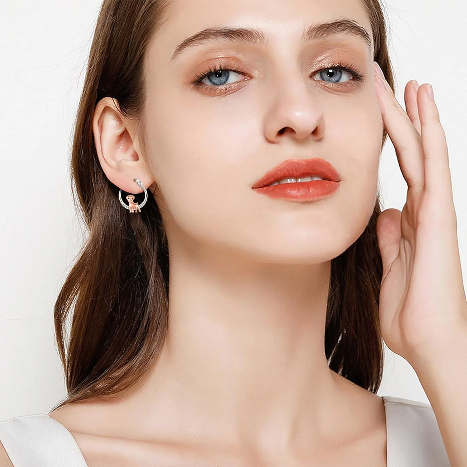 925 Sterling Silver Cute Dog Earrings Hoop Earrings for Girls for Senstive Ears Dog Jewelry Gifts for Daughter