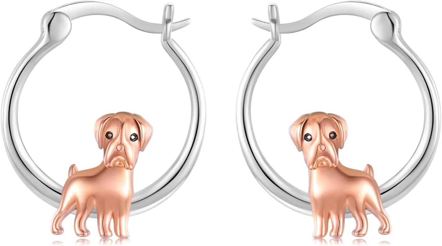 925 Sterling Silver Cute Dog Earrings Hoop Earrings for Girls for Senstive Ears Dog Jewelry Gifts for Daughter