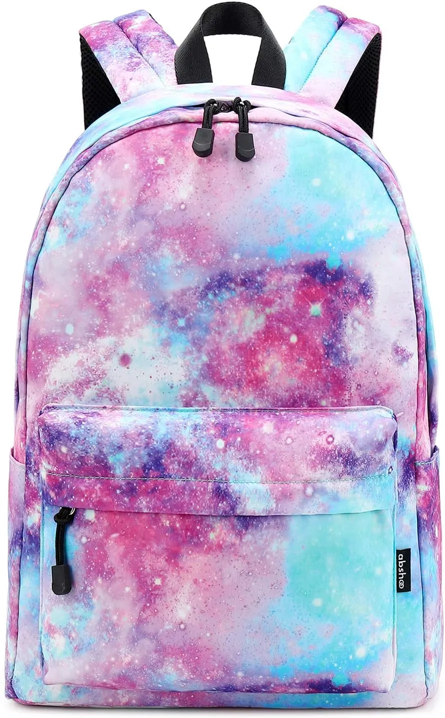 abshoo Lightweight Water Resistant Galaxy Backpacks For Teen Girls Women School Bookbags (Galaxy Pink)