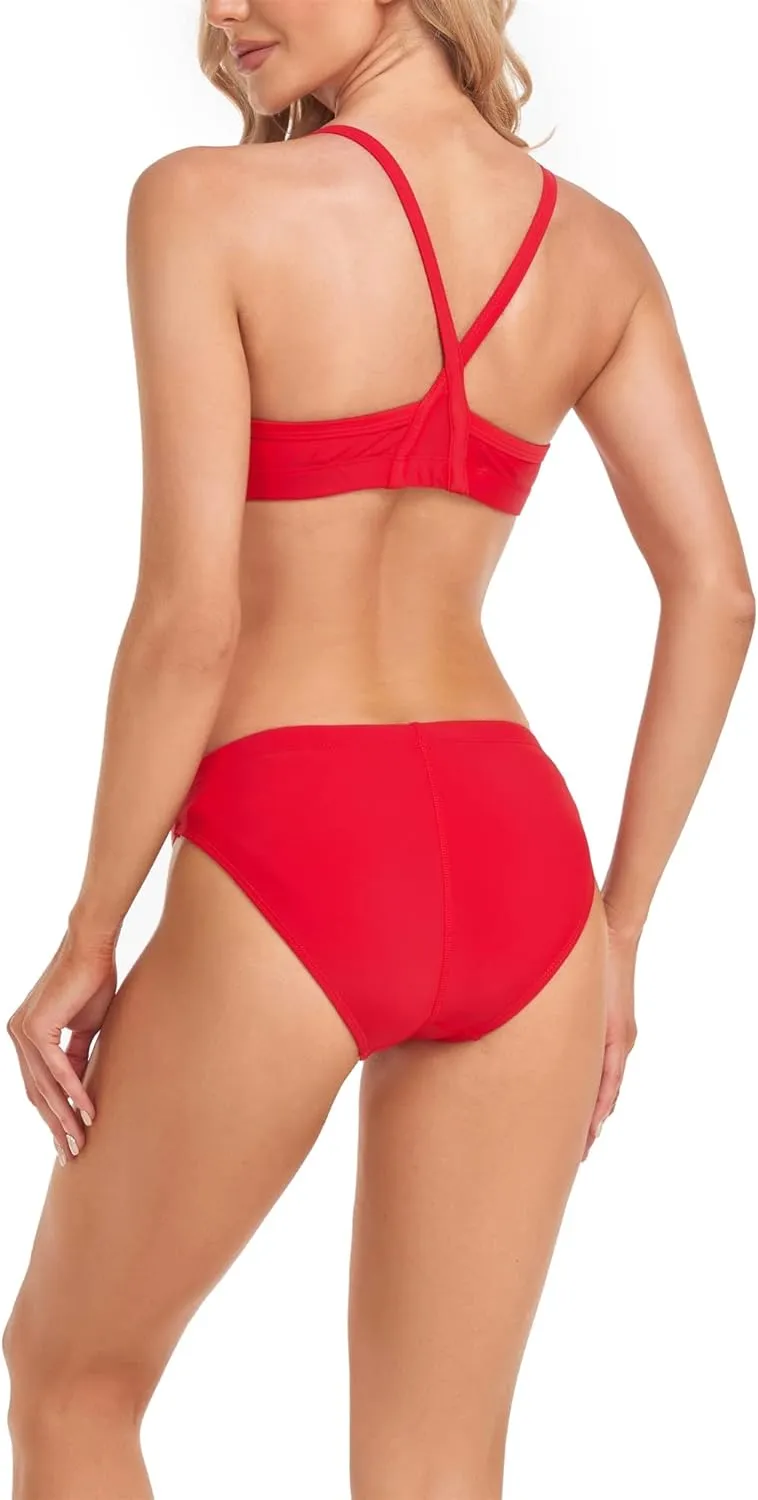 Adoretex Girl's/Women's Guard Thin Strap Sport Bra Two Piece Swimsuit