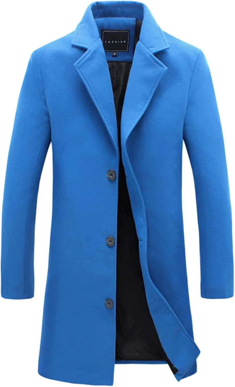 Alalaso Men's Wool Blend Pea Coat Notched Collar Single Breasted Overcoat Warm Winter Trench Coats with Pockets